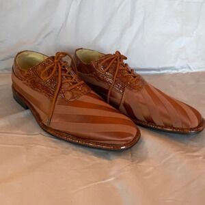 Expressions by RL Mens Crocodile texture and Satin Striped Dress Shoes Sz 11